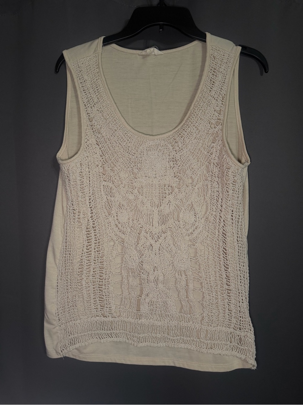 Adiva Cream Crochet Front Tank